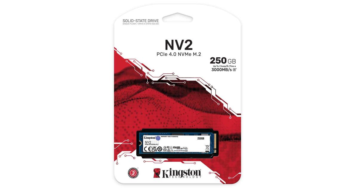Kingston NV2 250GB M.2 2280 NVMe PCIe 4.0 Internal SSD