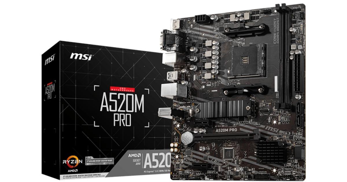 MSI A520M PRO AMD AM4 RYZEN 5000, 4000, 3000 Series /DDR4/PCIe 3.0/1xM.2 - mATX Motherboard photo 