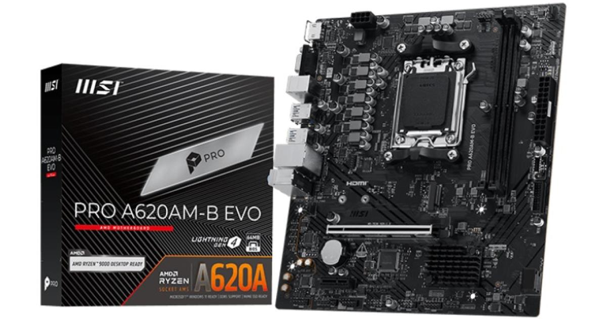 MSI PRO A620AM-B EVO AMD RYZEN 7000 8000 9000 Series AM5/DDR5/PCIe 4.0/1xM.2 - mATX MotherBoard photo 
