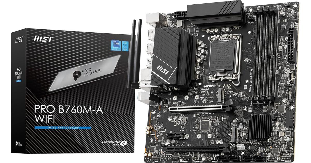 MSI PRO B760M-A (Wi-Fi 6E), Intel 14th 13th 12th Series, LGA 1700/DDR5/PCIe 4.0/2xM.2 - mATX Gaming MotherBoard Photo