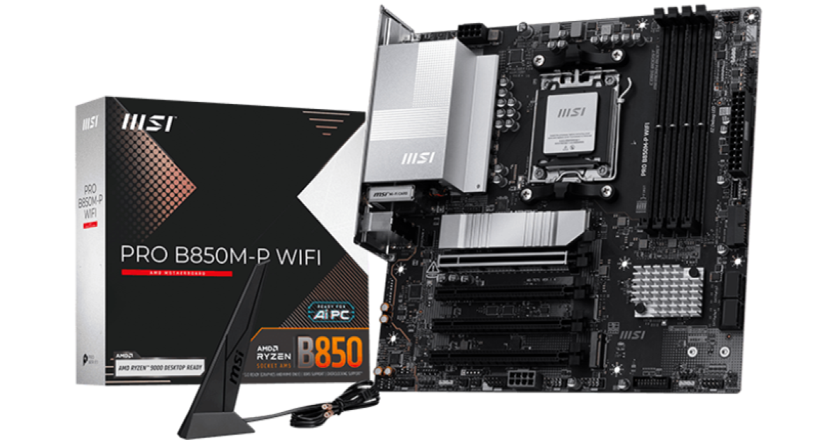 MSI PRO B850M-P WIFI (Wi-Fi 7) AMD RYZEN 7000 8000 9000 Series AM5/DDR5/PCIe 5.0/3xM.2 - mATX Gaming MotherBoard photo 