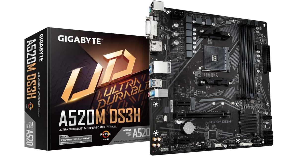 GIGABYTE A520M DS3H, AMD RYZEN Processors, AM4/DDR4/PCIe 3.0/1xM.2 - mATX MotherBoard photo 