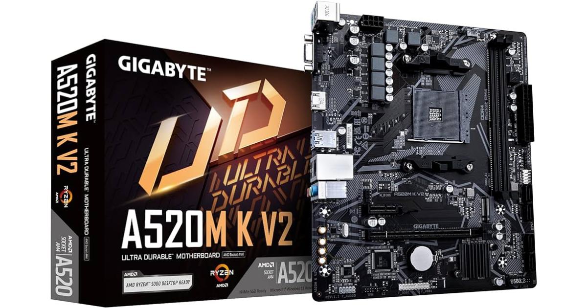 GIGABYTE A520M K V2 AMD AM4 RYZEN 5000, 4000, 3000 Series /DDR4/PCIe 3.0/1xM.2 - mATX Motherboard photo 