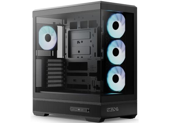 AeroCool P500B DIGI Black ARGB ATX Mid Tower Panoramic Fish Tank Dot Pixel Display photo 