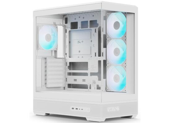 AeroCool P500B DIGI White ARGB ATX Mid Tower Panoramic Fish Tank Dot Pixel Display photo 